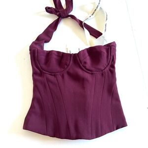 NEW Mars The Label Zadie halter corset top Wine fairycore cottagecore y2k 0 uk-4